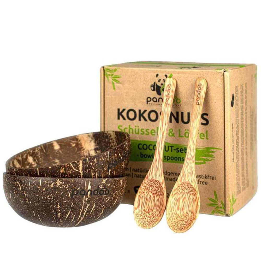 pandoo Kokosnuss-Set Schüsseln & Löffel